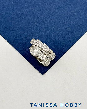 Кафф змея с фианитами, родий, Е229