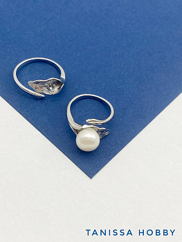 Основа для кольца под вклейку, лепесток каллы, родий, У048