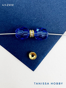 Бусина разделительная с фианитами, позолота, ШТУКА, К916