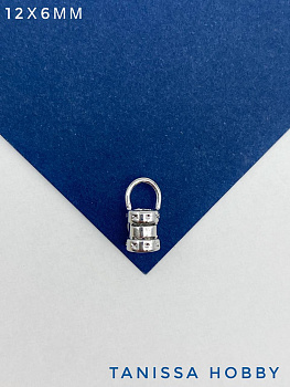 Концевик зажимной, 12х6мм, 3мм для цепочки, шнура, жгута, родий, В002