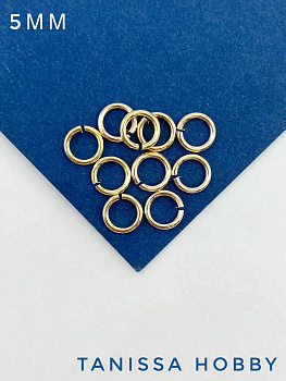 Соединительные колечки 5мм толщина 0,8мм, 10шт, позолота, М314