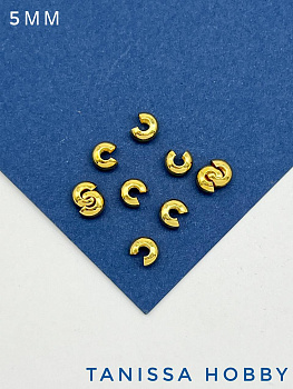 Зажимная укрывная бусина 5мм, позолота. М111