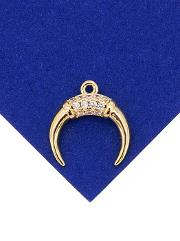 Подвеска лунница с фианитами, 12мм, позолота, Р719