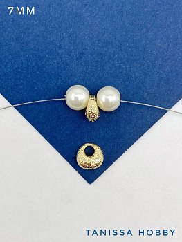 Подвеска мятый металл с фианитом, 7мм, позолота, Ю923