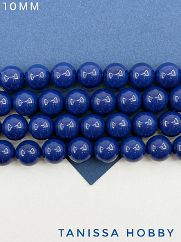 Жемчуг Майорка, синий, Porcelain Blue, 10мм, нить, МА207