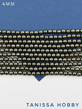 Жемчуг Майорка, зеленый хаки, Dark Green, 4мм, нить, МА216