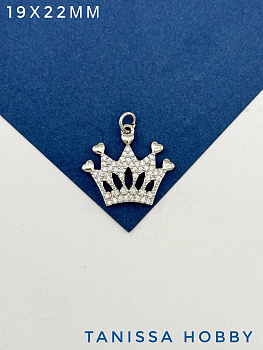 Подвеска корона, 19х22мм, родий, С606