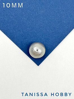 Хлопковый жемчуг 10мм, серый, серебро. Япония. ЖХ32