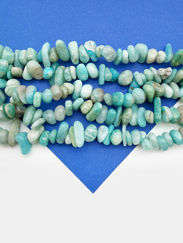 Амазонит, крошка, галтовка 5-12мм, 1/2 нити (40см), Б089