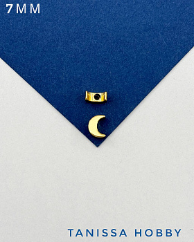 Разделители бусины луна месяц, 7х5мм, ШТУКА, позолота, Р112