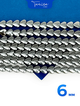 Гематин гематит сердце 6мм, 1/2 нити, ГТ045