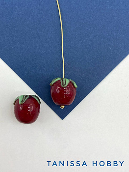 Бусина томат, помидор, красный, 12мм, лэмпворк, Х257