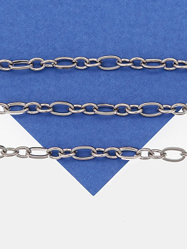 Цепочка якорная овалы огранка, 6х3,5мм, сталь, 50см, Ч846