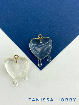 Подвеска сердце капли, 21мм, акрил, прозрачный желтый, П290