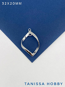 Подвеска коннектор спираль 32х20мм, родий, Ю725