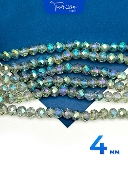 Хрусталь Рондели 4мм, сизый АВ, нить. Х043