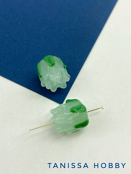 Бусина бутон зеленый цветок, лэмпворк, 13мм, штука, Х262