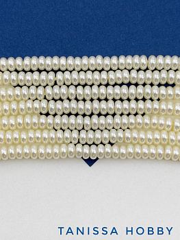 Жемчуг Майорка, кукуруза, айвори, 5х6мм, нить, МА290