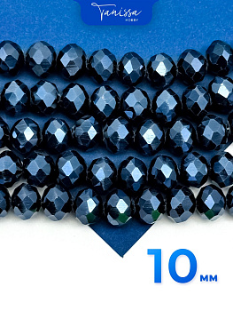 Хрусталь Рондели 10мм, черный гематит, 1/2 нити. Х067