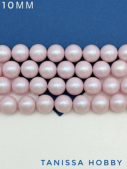 Жемчуг Майорка, сиреневый розовый, Iridescent Light Rose, 10мм, нить, МА108