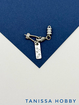 Карабин лобстер, концевик для шнура, цепочки, родий, К215