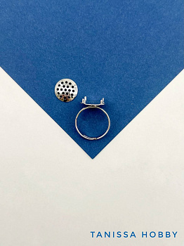 Основа для кольца с вставкой для плетения, родий, У094