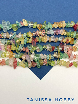 Сахарный кварц, крошка, галтовка 5-10мм, 1/2 нити (38см), Б099