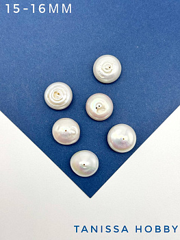 Жемчуг барочный плоский пуговка (культивированный), 15-16мм, штука, Ж101