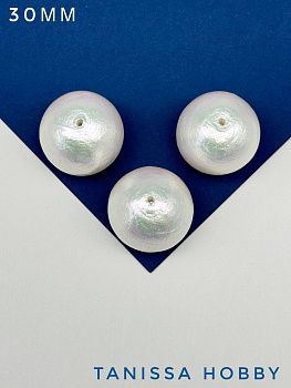 Хлопковый жемчуг 30мм, белый. Япония. ЖХ69