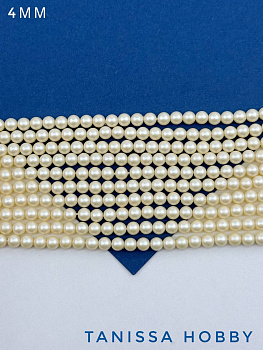 Жемчуг Майорка, желтый, Iridescent Yellow, 4мм, нить, МА228