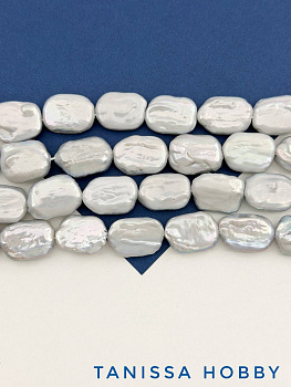 Жемчуг натуральный культивированный, прямоугольный, серый, А, 20мм, ШТУКА, Ж027