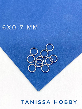 Соединительные колечки 6мм, толщина 0,7 мм, родий. М002
