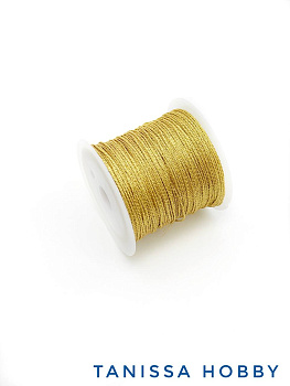 Нить для жемчуга и камней, №9 - 0,6мм, золото металлик, люрекс, катушка 33м, Ц120