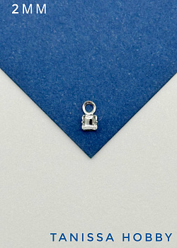 Концевик обжимной для стразовой цепи 2мм, штука, родий, К015