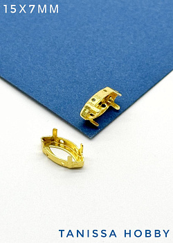 Оправа (цапы) для кристалла наветт 15х7мм, позолота, СТ119