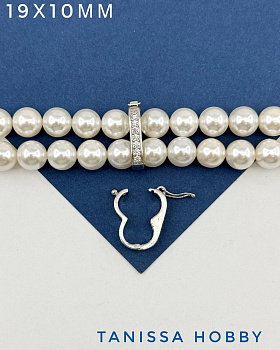 Замок карабин коннектор на 2 нити 8мм, родий, К101