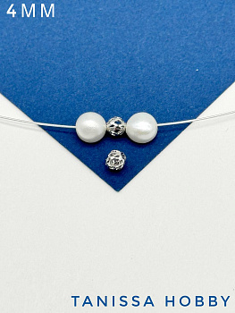 Бусина разделительная, ажурная, 4мм, ШТУКА, родий, Р001