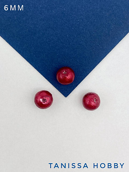 Хлопковый жемчуг 6мм, красный, Япония, ЖХ94
