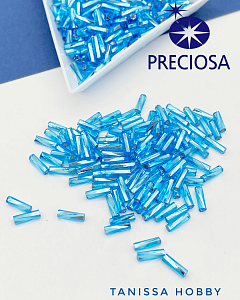Бисер стеклярус PRECIOSA, цвет 67010, голубой, 10 гр. PR028