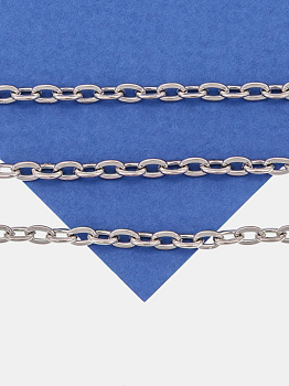 Цепочка якорная овалы, 5х3мм, родий, 50см, СН278