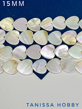 Перламутр бусины радужный речной, Сердце, 15мм, 1/2 нити, ПМ142