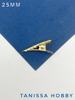 Зажим для одежды, брошь, замок крокодил, 25мм, позолота, штука, Л53