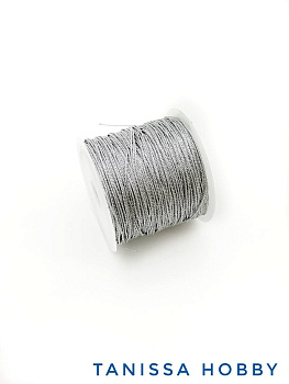 Нить для жемчуга и камней, №9 - 0,6мм, серебро металлик, люрекс, катушка 33м, Ц119
