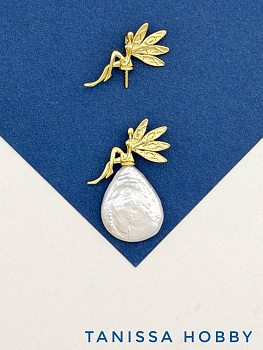 Подвеска фея для вклейки, 13х20мм, позолота, В508