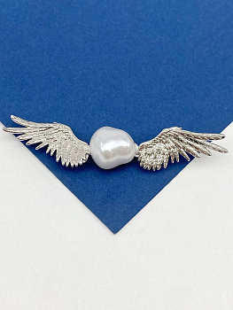 Крылья для вклейки, 35х17мм, ПАРА, родий, В101