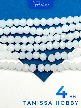 Хрусталь Рондели 4мм, белый опал, нить. Х084