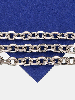 Цепочка якорная овалы огранка, 6х5мм, родий, 50см, СН041