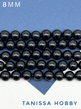 Черный Агат 8мм, 1/2 нити. Б132