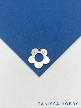 Подвеска цветок с фианитом, 15мм, Категория В, родий, Д513