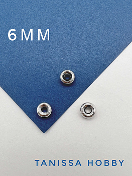 Разделитель для бусин, бублик, 6мм, родий, ШТУКА, М407